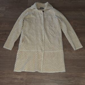 Cyrus Cream and Tan Chevron Teddy Jacket